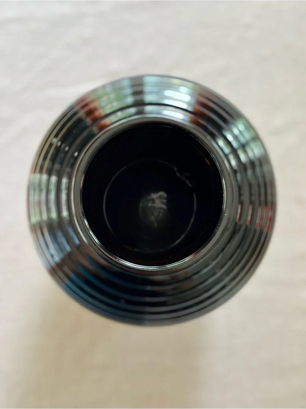 Vintage Art Deco Black Glass Beehive Vase
